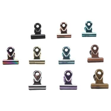 Imagem de 10 Clipes Coloridos da Dobradiça Dos Pces, Clipes Galvanizados do Arquivo da Dobradiça Dos Grampos do Documento do Metal Mini para Receitas do Arquivo da Foto Dos Pacotes (XS)