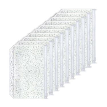 Imagem de 10 envelopes de enchimento de dinheiro A6 bolsos para fichário com zíper transparente PVC 6 furos com zíper para planejador de fichário de 6 anéis (A6 10,6 cm x 17,4 cm)