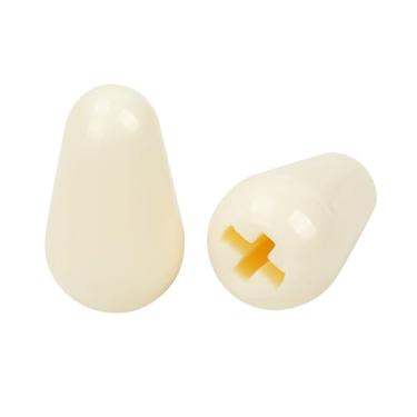 Imagem de Banworks Guitarras 5-Way Switch Tip Imperial 4,9 mm (3/40.6 cm) Captador Seletor Captador Caps Switch Knob para USA Fender Stratocaster Strat Telecaster Tele Guitarras Pacote com 2 JT/DWQM-04 Branco
