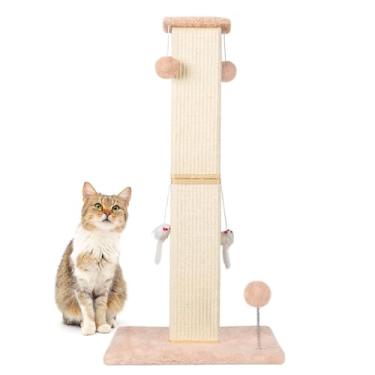 Imagem de ANWA Postes grandes para arranhar gatos em ambientes internos, poste vertical para arranhar gatos de 81 cm de altura com brinquedos pendurados, arranhador de corda de sisal premium para gatos de todas