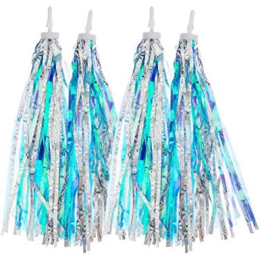 Imagem de Kasteco 2 Pares de Bicicleta Borla Fita de Bicicleta Guidão Scooter Streamers (Azul Prata)