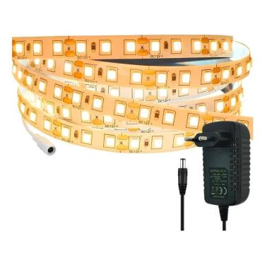 Imagem de 2X Fita Luz De Led Amarela 5M Dupla Face 120Leds/Metro + Fon