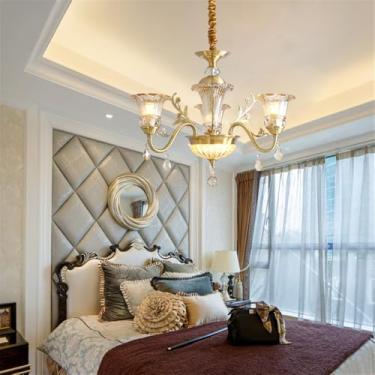 Imagem de Lâmpada Pingente Candelabro LED De Latão Com Estilo Luxuoso Americano E Retro: Design Criativo Para Sala De Estar, Restaurante, Quarto, Estudo, Villa, Hotel E Café (A 3 luzes)