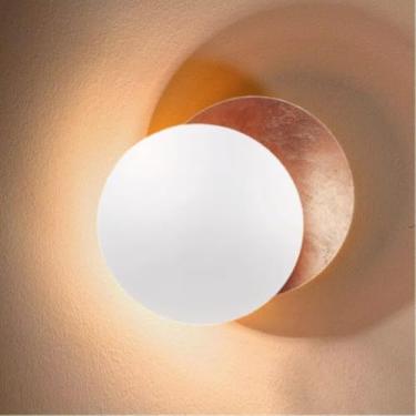 Imagem de Luminária De Parede Criativa Estilo Nórdico "Eclipse Da Lua" - Versátil Para Corredor, Escada, Quarto, Sala De Estar (Fundo Da TV) E Varanda (E H25cm 1PCS)