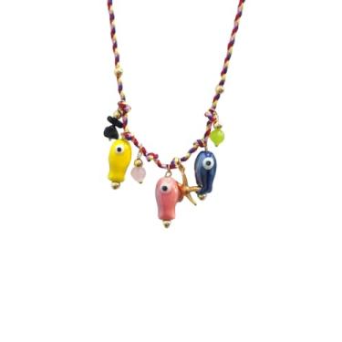 Imagem de DATOA Colar com pingente de estrela do mar, boêmio, havaiano, colorido, peixe, verão, praia, litoral, joia feminina, Zinco, Sem Pedra Preciosa