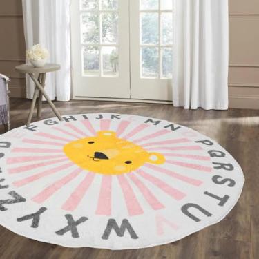 Imagem de KTZCTPCA Tapete redondo de animal fofo, cobertor grande de 120 cm para bebês, tapete de pelúcia lavável, tapete circular felpudo fofo para berçário, quarto de adolescente, quarto de bebê (leopardo)