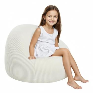 Imagem de COMAX Cadeiras de pufe para crianças, sofá BeanBag com enchimento para meninos e meninas, cadeira de chão preguiçosa para sala de jogos, berçário, bege