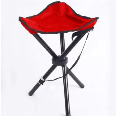 Imagem de Banqueta Cadeira Banco Camping Dobrável Retrátil (Vermelha)