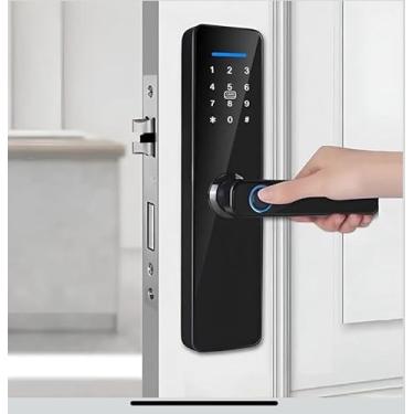 Imagem de Fechadura Eletrônica Digital 4 em 1 Com Biometria, Bluetooth, Senha Touch, Chave e Tag