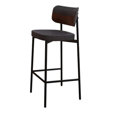 Imagem de Banqueta Alloa Fixa Com 4 Pés 50 X 44,7 X 103,5 Mm - Corriente Grafite Courino Wk - Preto Epoxi