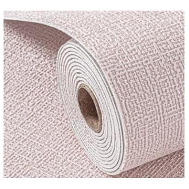 Imagem de Papel De Parede Adesivo Textura Linho Cor Sólida - Acabamento Moderno e Minimalista, Autocolante para Escritório, Sala e Quarto(Rosa,3Metros x 50cm-1.5m²)