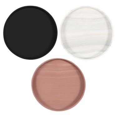 Imagem de 3 bandejas de banheiro, bandejas de penteadeira, bandejas de perfume de silicone, bandejas redondas ou octógonas, bandejas de prato de anel de joias, bandejas de perfume multiuso para economia de