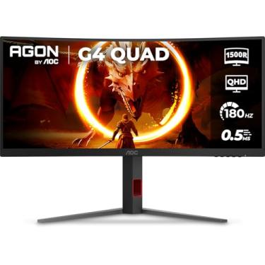 Imagem de Monitor Gamer Curvo AOC AGON QUAD 34" Ultrawide WQHD 180Hz 0,5ms Base Ajustável U34G4C
