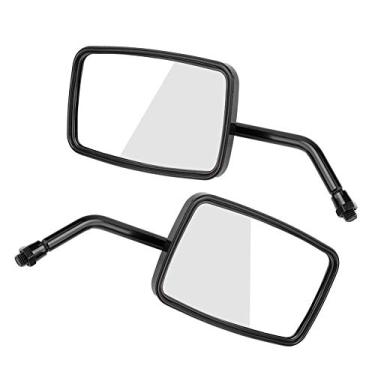 Imagem de Grcfumo Motocicleta 2PCS Espelho retrovisor, espelho retrovisor quadrado, espelhos laterais vista traseira para motocicleta, scooter, ATV, bicicleta de terra, cruzeiro (Preto)
