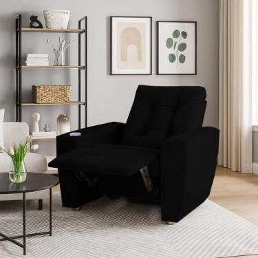 Imagem de Poltrona Do Papai Reclinável Suede Porta Copo Perola - Silverio Decor,