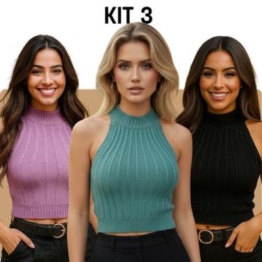 Imagem de Kit 3 Regatas Tricot Modal Alto Relevo - Vitrine Collection, Lavanda, 