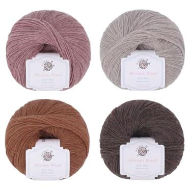 Imagem de NICEEC 4 novelos de fio de lã merino macio - macio e quente, peso dos dedos, fio de lã para crochê e tricô, total de 200 g/m² - Cor 1