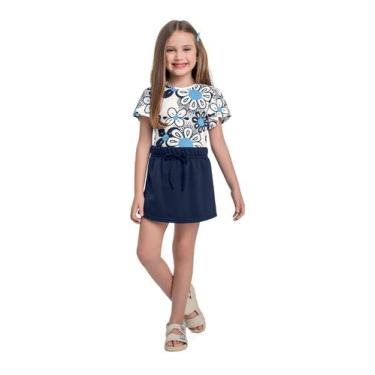Imagem de Conjunto Blusa Floral e Short-Saia Bee Loop, Azul, 8