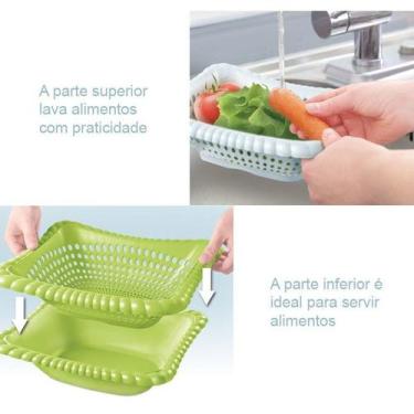 Imagem de Saladeira Fruteira E Escorredor De Macarrão Pratica 2 Em 1 - LIG BRIN