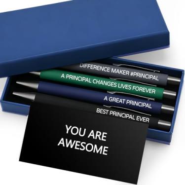 Imagem de Ctosree Conjunto de 4 canetas esferográficas de tinta preta e caixa de presente com cartões para homens, gratidão, motivação, aniversário, Natal, escritório, escrita, presentes, ocupações, entusiastas