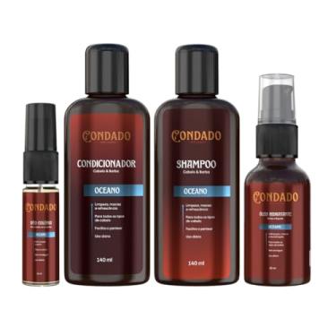 Imagem de Kit Shampoo Condicionador Óleo Hidratante Colônia Masculino Barba Refrescante Amadeirado Condado (Oceano (Refrescante))