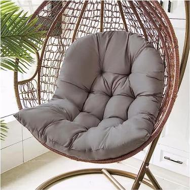 Imagem de Almofada para cadeira de balanço cesta macia e lavável almofada do assento da cadeira balanço, varanda ao ar livre pátio traseiro rede almofadas para assento baloiço almofada traseiro, cinzento escuro