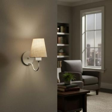 Imagem de Arandela de Parede Vivare AR-2035BRLP Cúpula em Tecido Palha