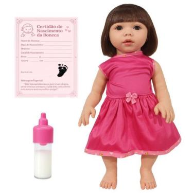 Imagem de Kit Boneca Bebê Tipo Reborn Baby Eloise C/ Certidão Mamadeira - Sid Ny