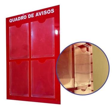 Imagem de Quadro Aviso Gestão Á Vista 4 Displays A4 Acm Vermelho Brilho Painel M