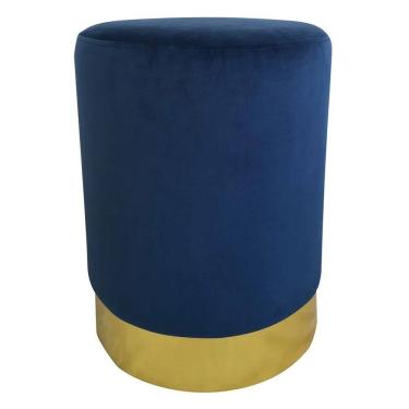 Imagem de Banqueta em Veludo Azul Base em Metal Dourado 45cm NK0006 BTC