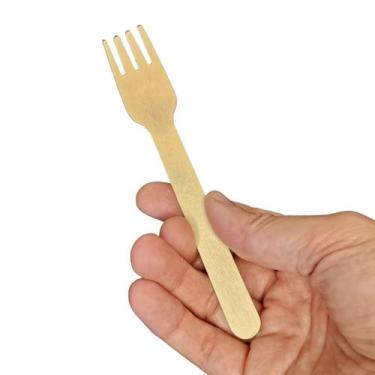 Imagem de Garfo de madeira descartável 100 unidades sustentável eventos e confei