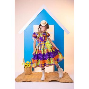 Imagem de Vestido Marie Junino Luxo Arraia do Coração Roxo para Festas Juninas, 