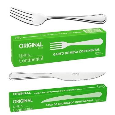 Imagem de Jogo Garfo Faca Inox 24 Peças Bar restaurante Buffet Talheres Faqueiro