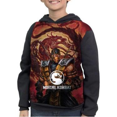 Imagem de Casaco Moletom Infantil Mortal Kombat Scorpion - smoke, Preto, 1