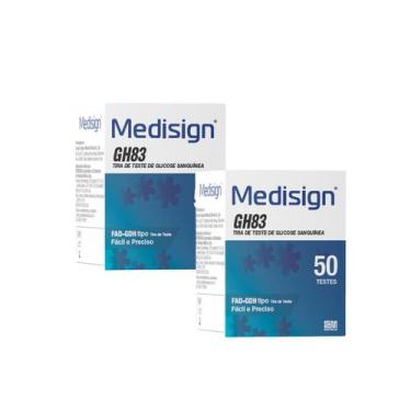 Imagem de Caixa com 100 Unidades Tiras Fita Glicemia Medisign Diabetes