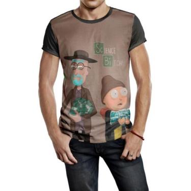 Imagem de Camiseta Masculina Breaking Bad Rick And Morty Ref:607 - smoke, Preto,