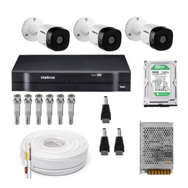 Imagem de Kit 3 Camera de Seguranca Intelbras Bullet vhl 1120b Externa Dvr 4 canais multi hd