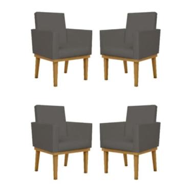 Imagem de Kit 04 Poltronas Decorativa Reforçada Oferta Courino Balaqui Cor:courino Cinza