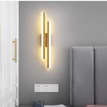 Imagem de Luminária de Parede Moderna com Soquete E27 | Arandela Rose Gold/Preto para Quarto e Sala, Bivolt(KJ29 Dourado (50x9x4))