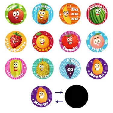 Imagem de 24 folhas de adesivos de treinamento de penico, 12 padrões adesivos de alvo de vaso sanitário que mudam de cor fofos adesivos de assento de penico de desenho animado reutilizável para s (estilo fruta)