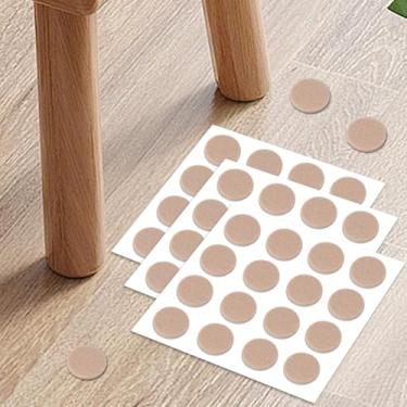 Imagem de Almofadas para móveis de feltro, almofadas de móveis para pisos de madeira, design redondo, autoadesivo, protegendo contra cortes, amassados e arranhões (48 peças, bege)