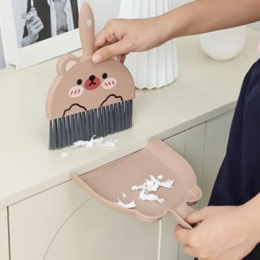 Imagem de 1 conjunto de mini vassoura de mesa com pá de lixo para uso doméstico, ferramentas práticas de limpeza (café)