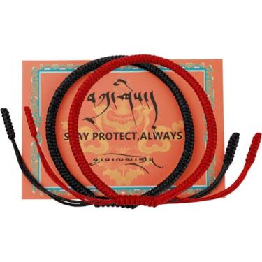 Imagem de Pulseira de corda trançada autêntica Blessed, pulseira tibetana ajustável feita à mão com nó Dorje, One Size, Vidro, Sem Pedra Preciosa