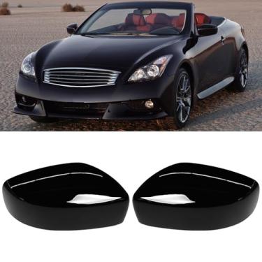 Imagem de Moonlinks Compatível com Infiniti G37 2008-2013/G25 2011-2012/Q40 2015/Q60 2014-2015 Capa de espelho de substituição, preto brilhante motorista esquerdo e lado do passageiro direito Clip-on Mirror Cap