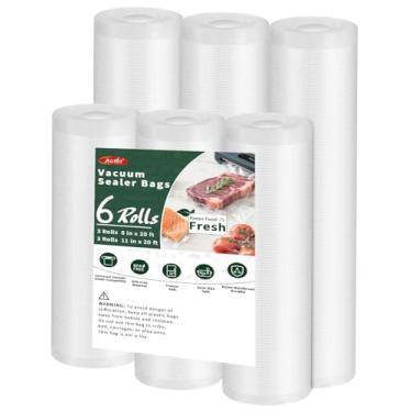 Imagem de Aotto Sacos seladores a vácuo para alimentos – pacote com 6 sacos de vedação a vácuo de grau comercial de 20 x 50 cm (3 rolos) para armazenamento de alimentos, preparação de refeições e sous vide