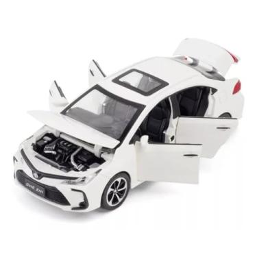 Imagem de CHE ZHI Carro de Brinquedo Corolla, Modelo em Miniatura scala,1:32, Liga e PC, Preto/Branco/Vermelho, com som liga motor, Luzes, Portas e Capô que Abrem, 15.5x7x4.5cm