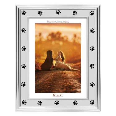 Imagem de Mulumu Porta-retrato de metal 12 x 18 cm com vidro de alta definição, ideias para presente de mesa, decoração de casa (pata, prateada)