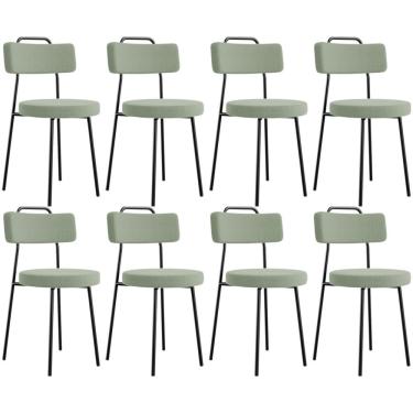 Imagem de Kit 08 Cadeiras Decorativas Estofada Para Sala De Jantar Barcelona L02 Bouclê Oliva - Lyam Decor