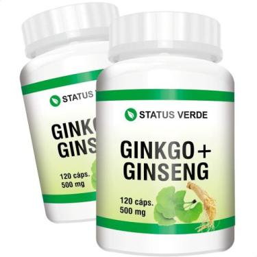 Imagem de 2 Potes Ginkgo Biloba com Ginseng 120 Cápsulas 500mg - Suplemento Natu