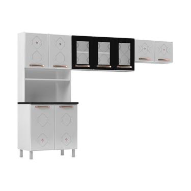 Imagem de Armário De Cozinha Compacta Aço 3 Peças Vidros Multimóveis